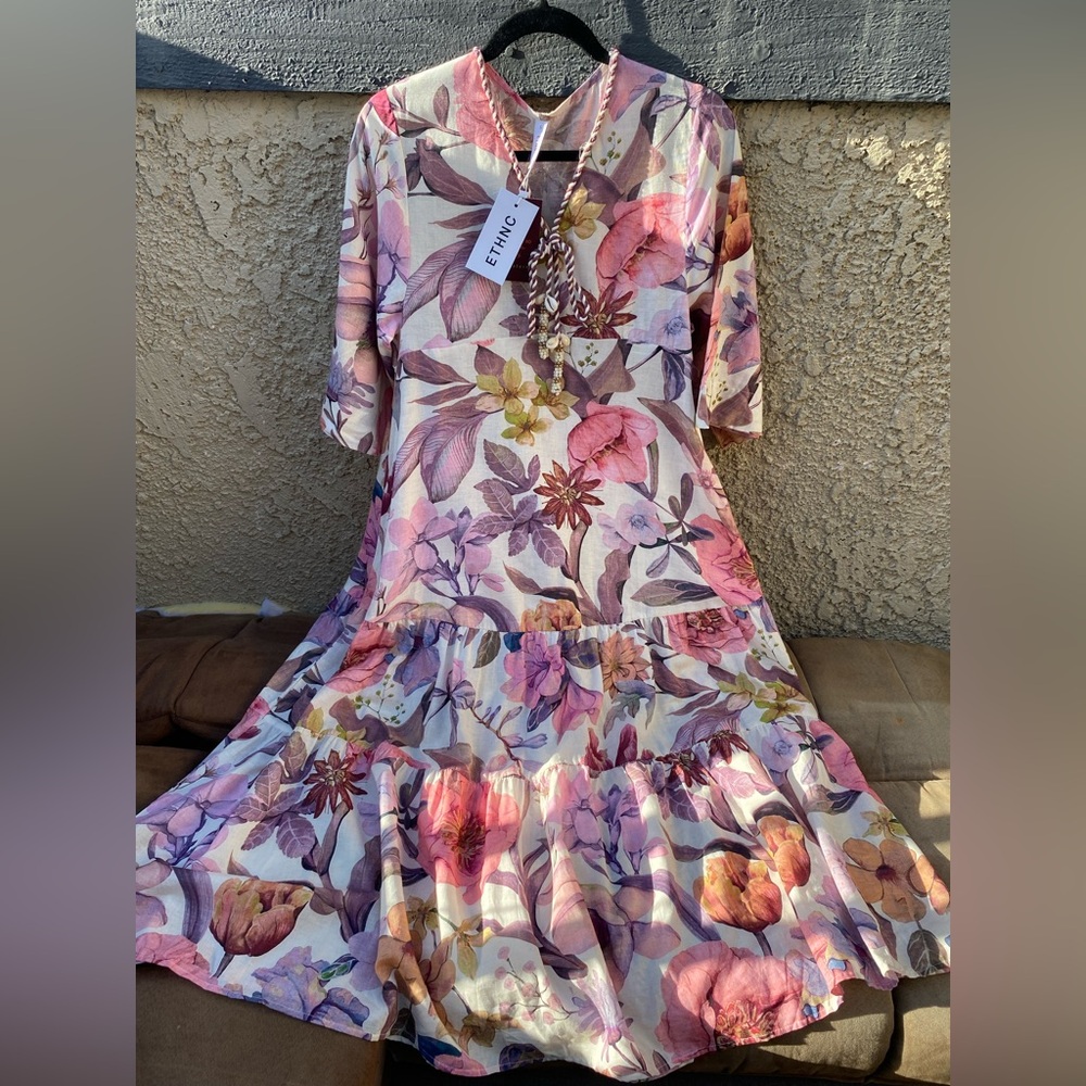 ETHNIC Floral Pink Maxi Dress